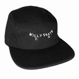 Black Calligram 5 Panel Hat
