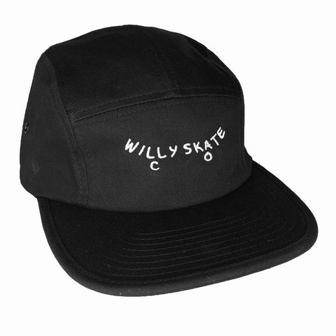 Black Calligram 5 Panel Hat